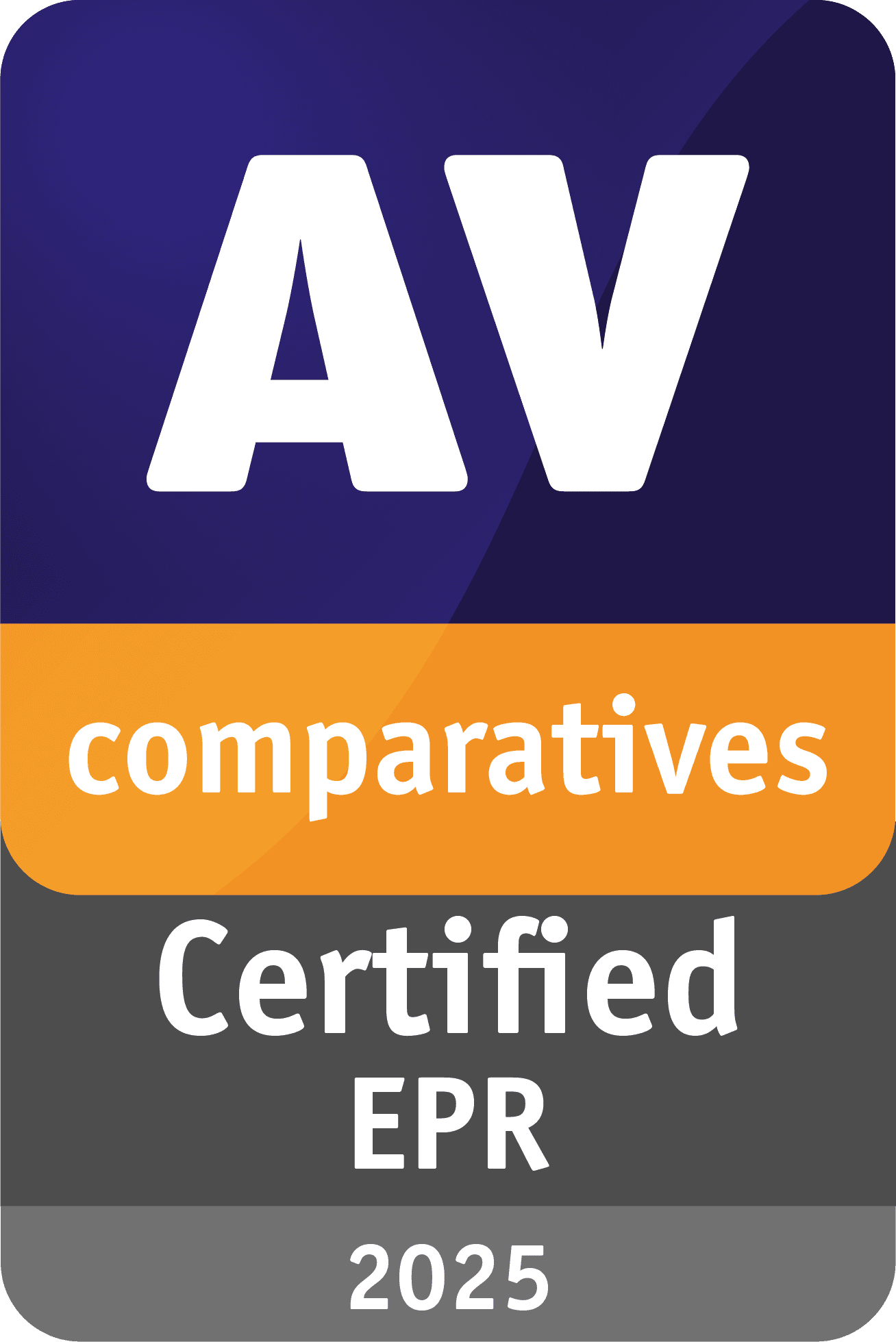 AV-Comparatives 2025 EPR Test certified badge